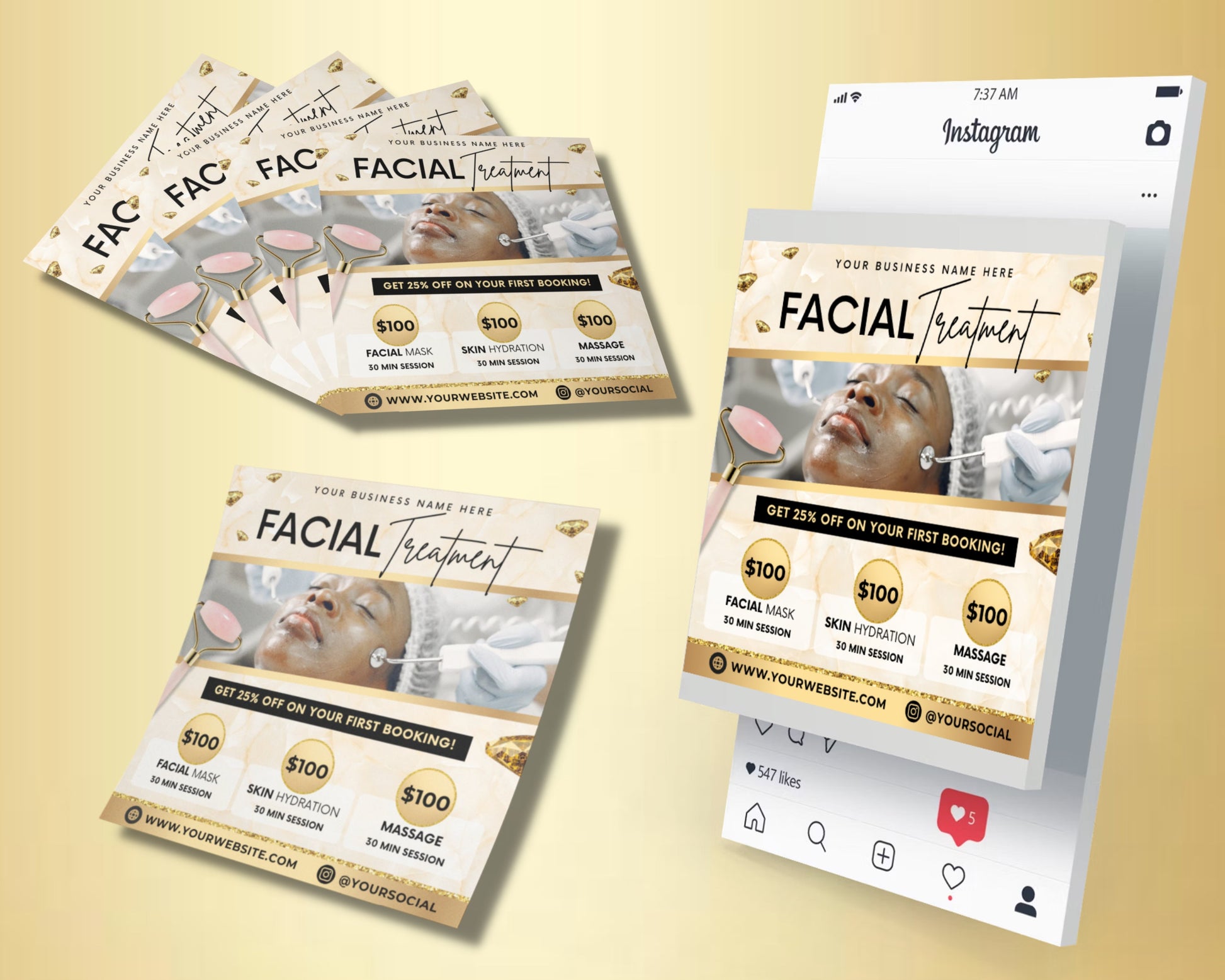 Facial Treatment Flyer, DIY Flyer Template Design, Facial Specials Flyer, Facial Spa Flyer, Aesthetician Flyer, Beauty Service Premade Flyer