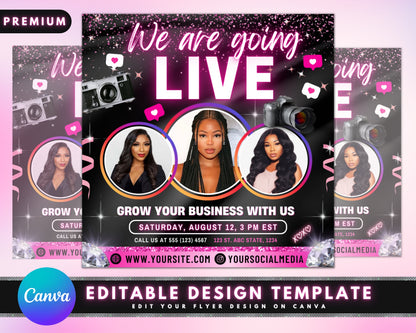 Going Live Flyer, DIY Flyer Template Design, Livestream Flyer, Client Review Flyer, Live Training Flyer, Premade Instagram Live Promotional