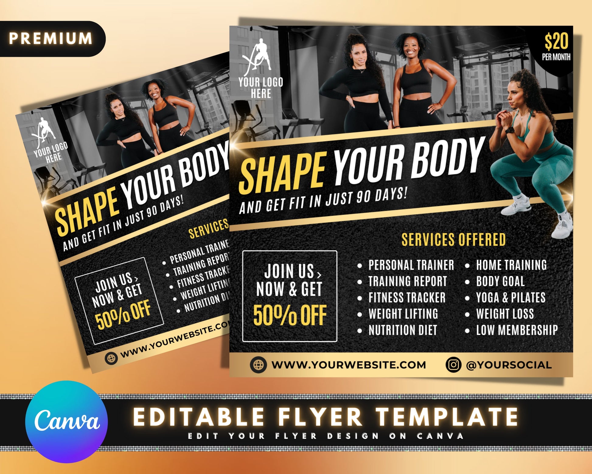 Personal Trainer Flyer, DIY Flyer Template Design, Gym Fitness Instructor Flyer, Sports Trainer Flyer, Premade Fitness Membership Flyer