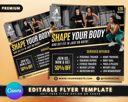 Personal Trainer Flyer, DIY Flyer Template Design, Gym Fitness Instructor Flyer, Sports Trainer Flyer, Premade Fitness Membership Flyer