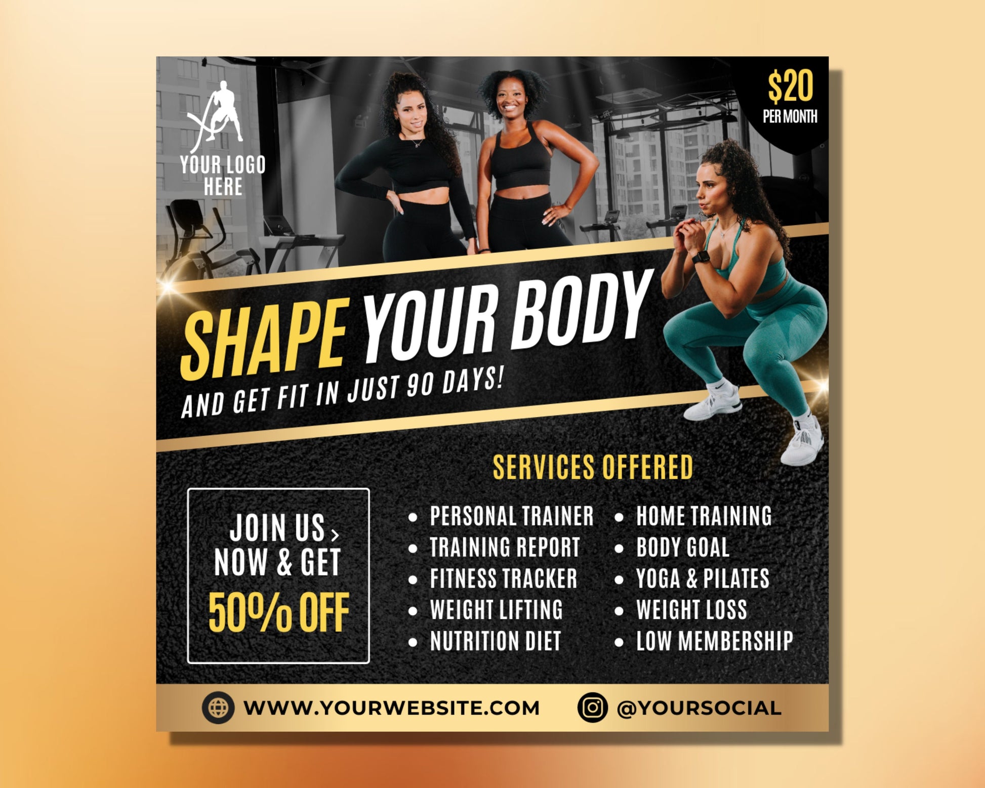 Personal Trainer Flyer, DIY Flyer Template Design, Gym Fitness Instructor Flyer, Sports Trainer Flyer, Premade Fitness Membership Flyer