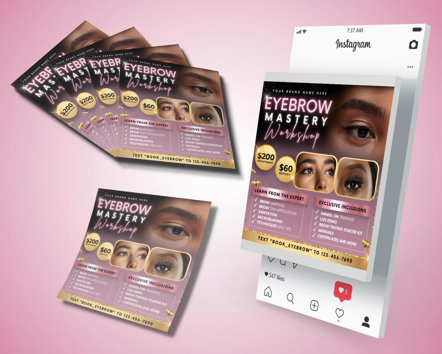eyebrow masterclass flyer, diy flyer template design, eye brow tint course flyer, brow tinting class flyer, premade eyebrow training flyer