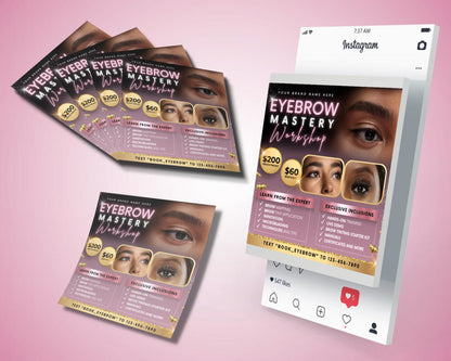 Eyebrow Masterclass Flyer, DIY Flyer Template Design, Eye Brow Tint Course Flyer, Brow Tinting Class Flyer, Premade Eyebrow Training Flyer