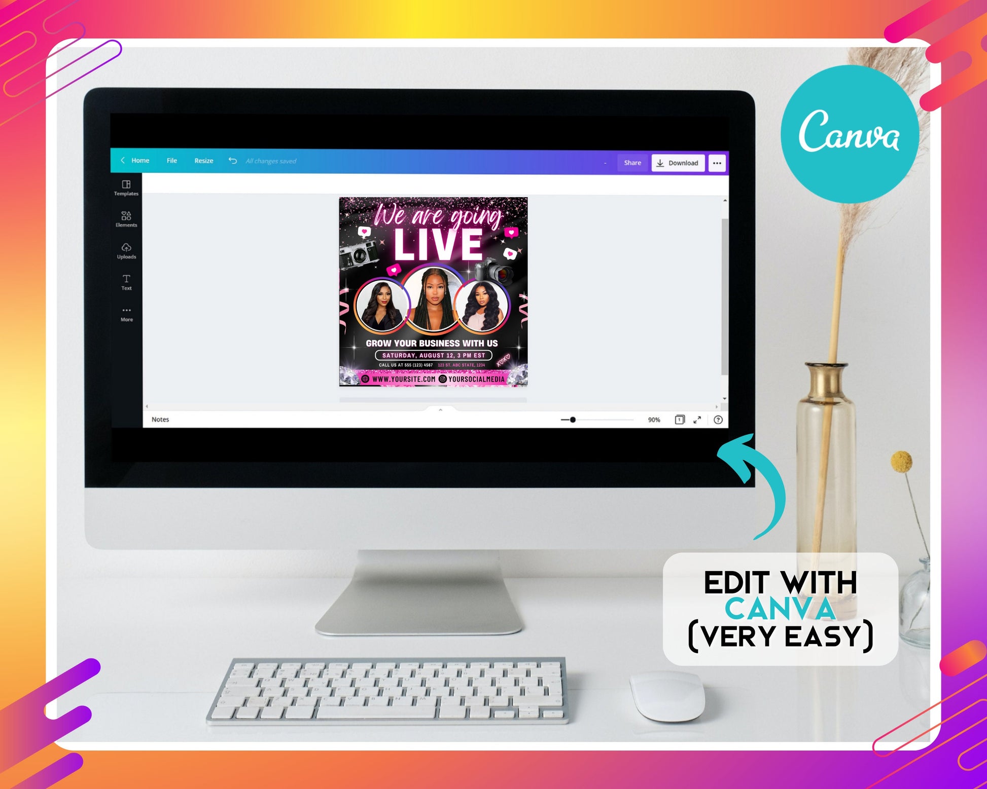 Going Live Flyer, DIY Flyer Template Design, Livestream Flyer, Client Review Flyer, Live Training Flyer, Premade Instagram Live Promotional