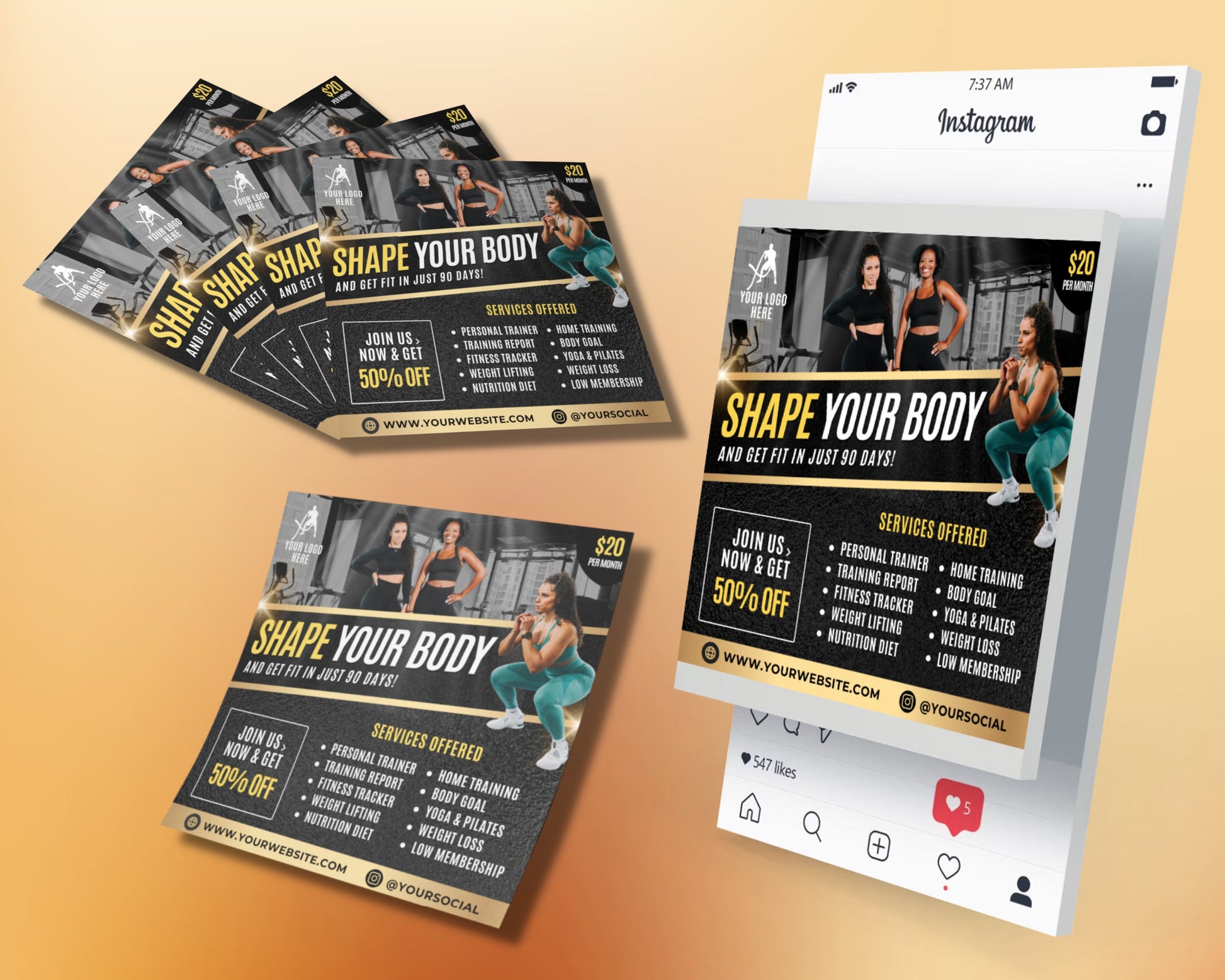 Personal Trainer Flyer, DIY Flyer Template Design, Gym Fitness Instructor Flyer, Sports Trainer Flyer, Premade Fitness Membership Flyer
