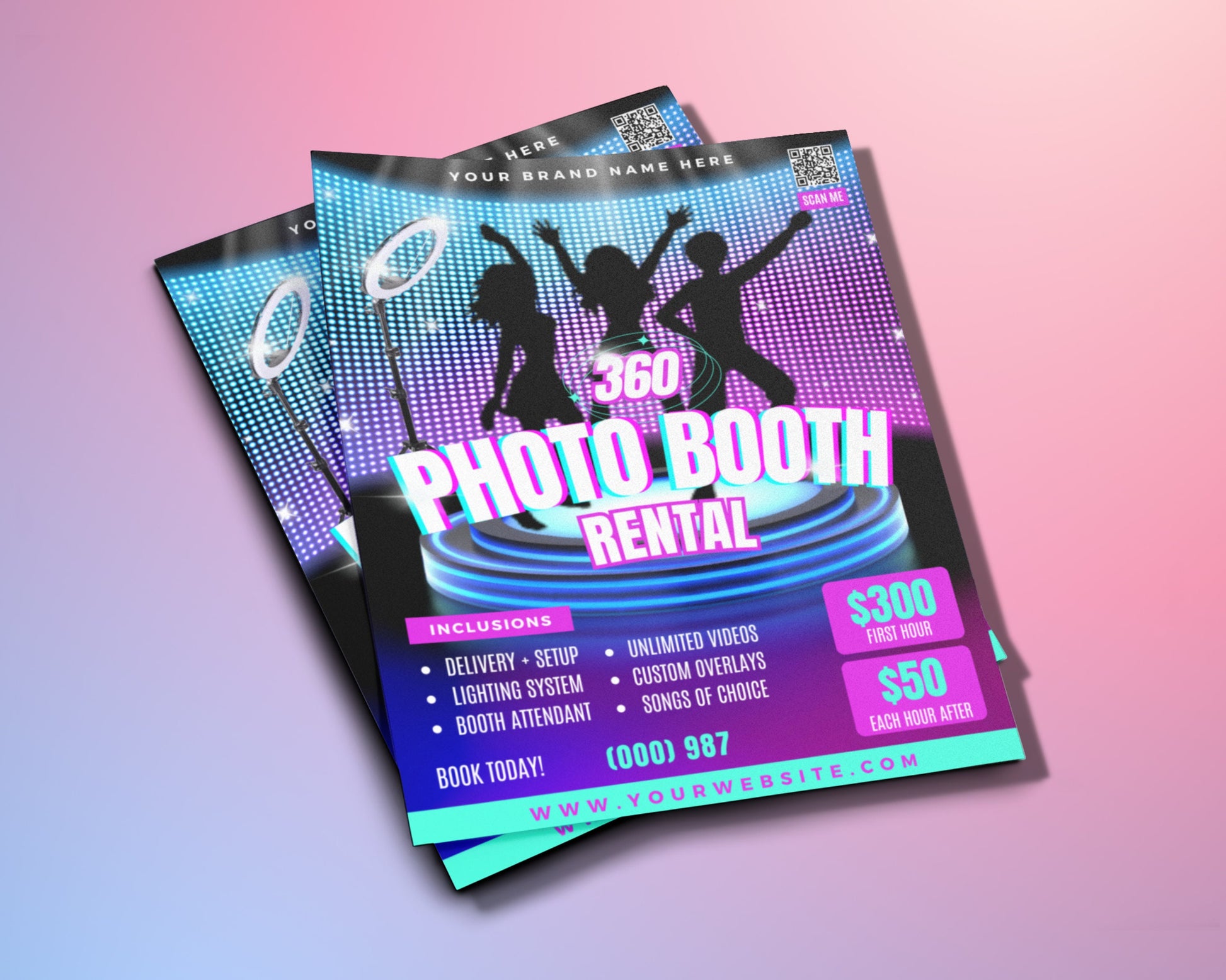 Photo Booth Rental 360 Photo Booth Custom Backdrops Props Digital Photos Events, Celebration Flyer
