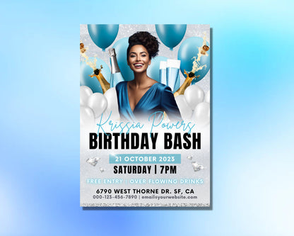 Birthday Bash Party Club Party Nightclub Nightlife Music Free Drinks Celebration Special Occasion VIP Event Flyer