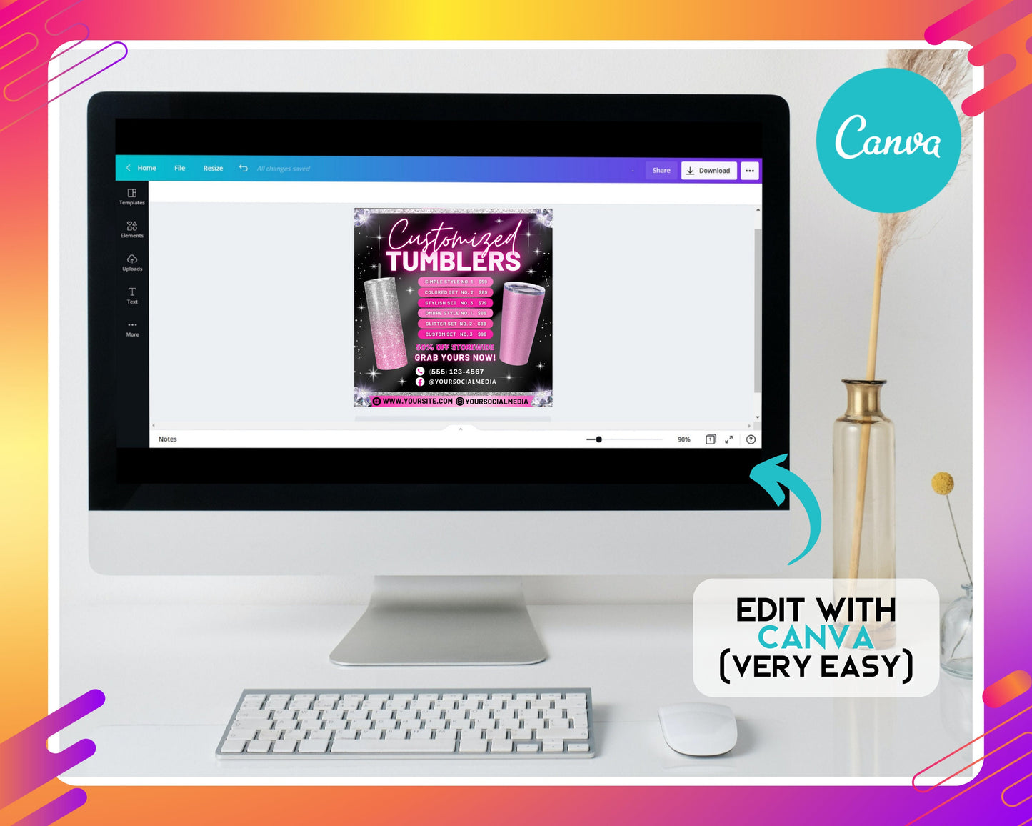 tumbler price list flyer template customization design printing order stainless steel double-walled vacuum insulated keeps drinks hot/cold leakproof sweatproof eco-friendly reusable durable order today get a quote start designing limited time offer