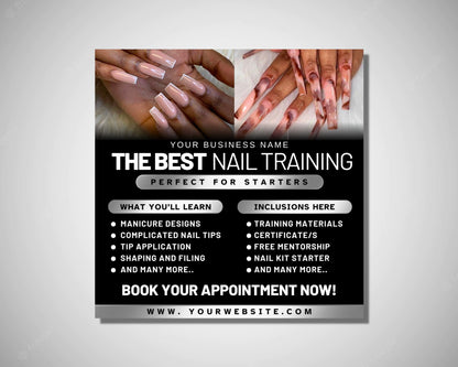 Nail Training Become a Nail Technician Learn Nail Art Start Your Own Business No Experience Needed All Supplies Included Limited Seats Available Register Now! Acrylic Nails Gel Nails Rhinestones 3D Nail Art Nail Extensions Nail Designs Manicure