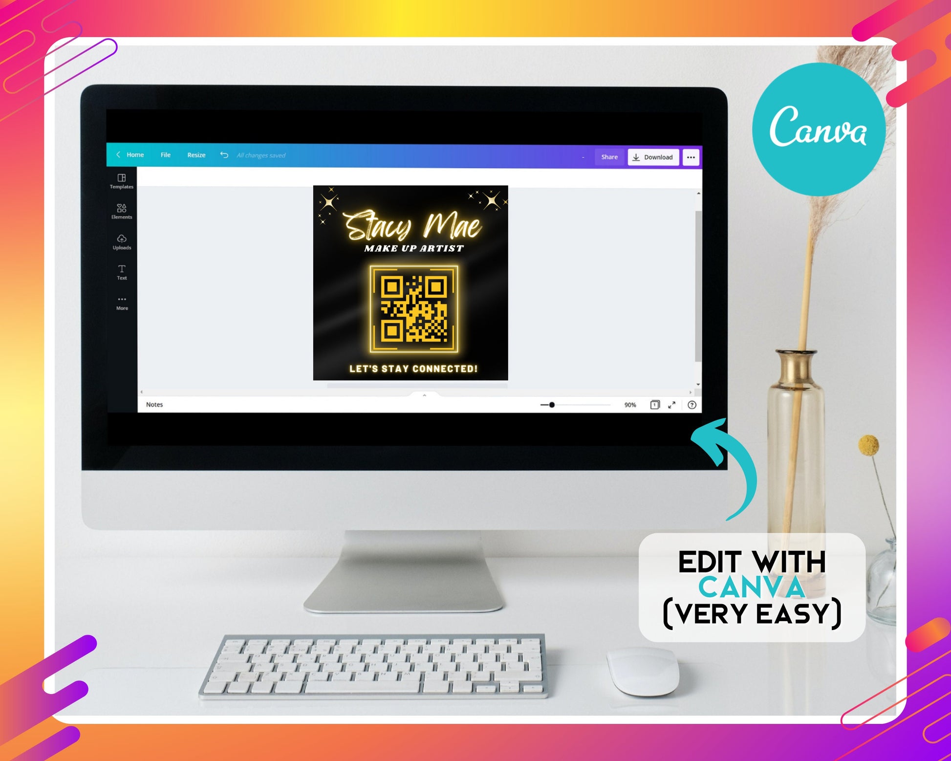 Sleek Minimalist Modern Trendy Eye-catching Bold Playful Vibrant Aesthetic Clean lines High-quality graphics Scannable Easy to use Interactive Lead to social media Direct to website Store contact information Offer exclusive discounts Trackable