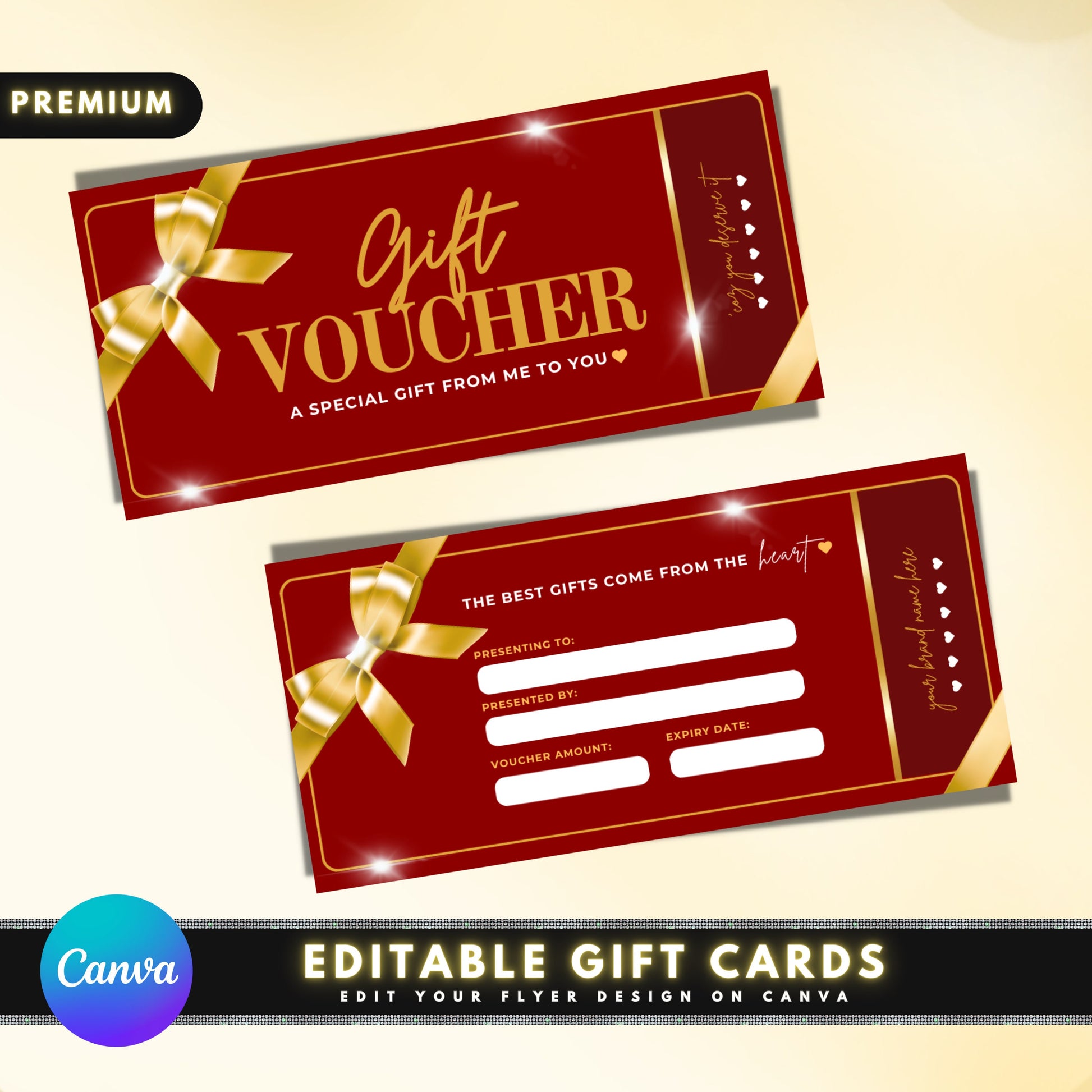 Gift voucher Gift certificate Present Coupon Voucher Redemption code Discount Offer Special promotion Gift idea Gift for any occasion Printable Editable Customizable