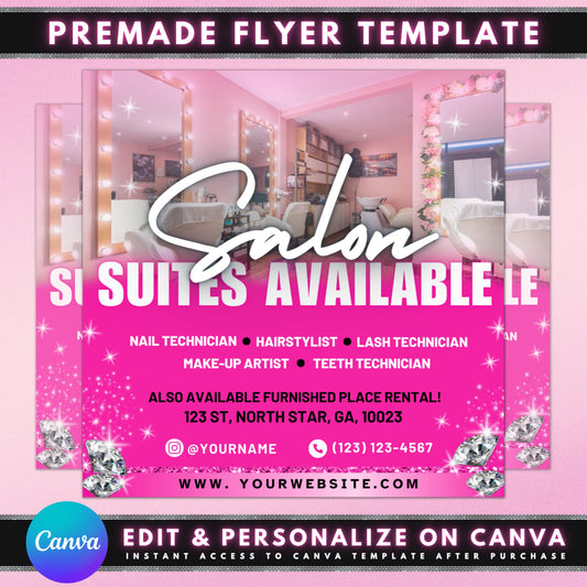 Salon suites Available for rent Hair salon suites Nail salon suites Massage therapy suites Spa suites All-inclusive suites Move-in specials Free consultations High-traffic area Ample parking 24/7 access Security system Wi-Fi Utilities included