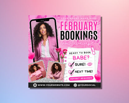February bookings Book now Limited availability Don&#39;t miss out Special offers Early bird discounts Valentine&#39;s Day specials February specials Hair Nails Skin Makeup Massage Body treatments Hair removal Eyelash extensions Brow shaping