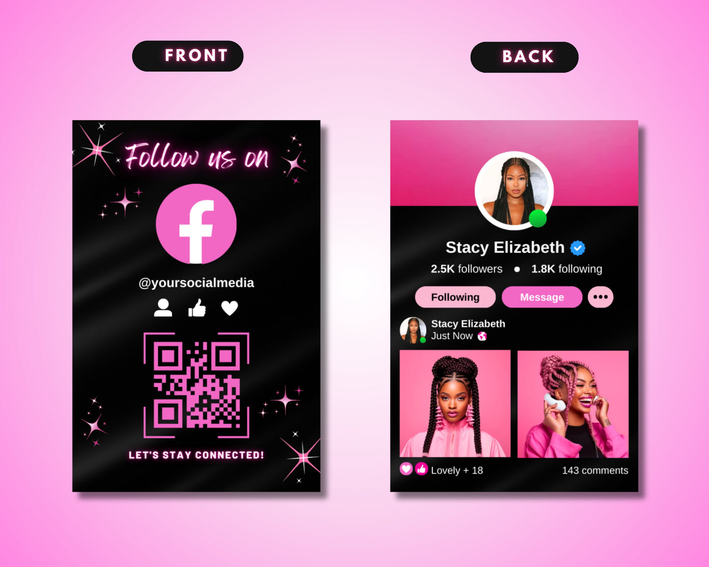 haircuts & styles hair color treatments & conditioning blowouts & updos facebook facebook logo qr code business cards following social media cards marketing cards salon business makeup artist business card salon facebook theme facebook qr code