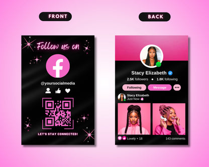 Haircuts & Styles Hair Color Treatments & Conditioning Blowouts & Updos Facebook Facebook Logo QR Code Business Cards Following Social Media Cards Marketing Cards Salon Business Makeup Artist Business Card Salon Facebook Theme Facebook QR Code