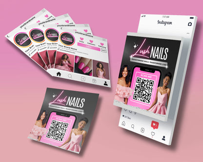 Instagram business card Instagram flyer template Social media business card Digital business card Contact card template QR code Call to action High-quality photo Username Contact information Editable templates Printable templates Canva template