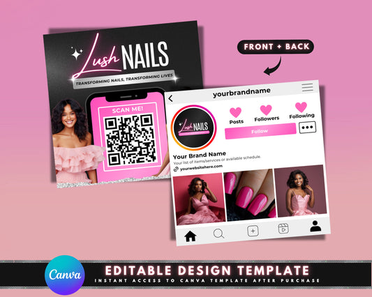 Instagram business card Instagram flyer template Social media business card Digital business card Contact card template QR code Call to action High-quality photo Username Contact information Editable templates Printable templates Canva template