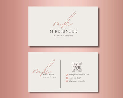 Minimalist Modern Elegant Sophisticated Classic Professional Clean Timeless Two-tone QR Code Business CardBusiness card template Business card design Printable business card Minimalist business card with QR code Creative business card with QR code