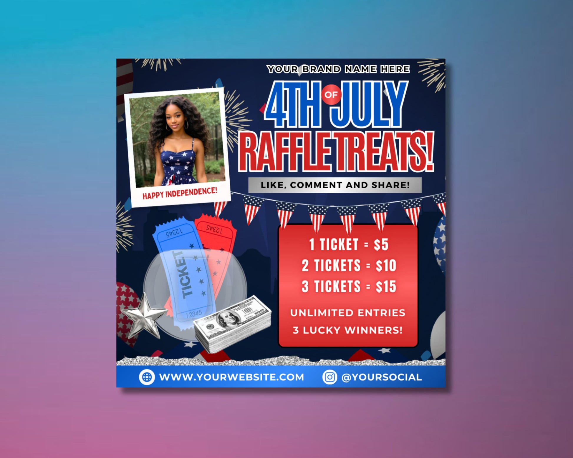4th of July Raffle Independence Day Raffle Summer Raffle Win Big Free Entry Prizes Giveaways Chance to Win Celebrate & Win Grand Prize Raffle Tickets Limited Tickets Available Enter Now Don&#39;t Miss Out Win Amazing Prizes Join the Fun