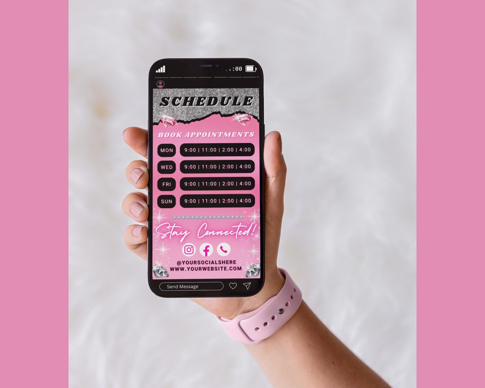 Instagram Stories template Booking template Appointment booking Online booking Reservation template Social media booking Mobile booking Quick booking Easy booking Customizable template Appointment scheduler template Reservation form template