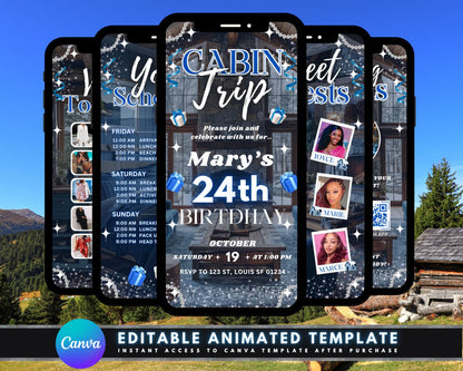 Cabin trip Girls weekend Birthday party Itinerary Invitation Adventure Nature Friendship Cabin getaway Weekend retreat Hiking Camping Bonfire Smores Games Relaxing Bonding Join us Celebrate Escape Recharge Fun filled weekend