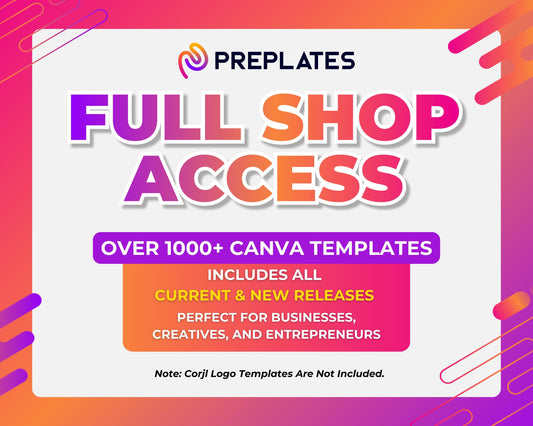 Full Shop Access - 1000+ Canva Templates + New Releases | Standard & Premium Access | Editable Designs for Business, Social Media and More
