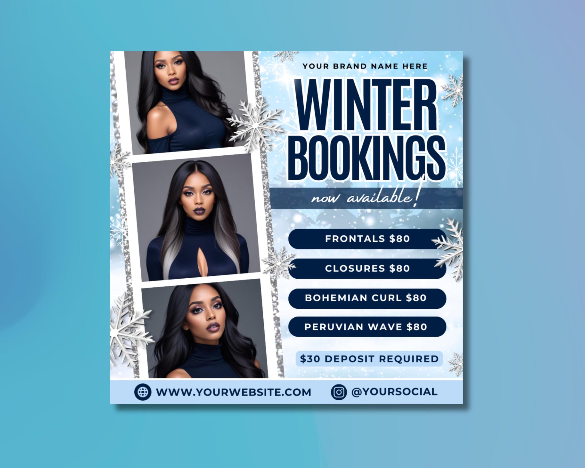 Winter Beauty
Holiday Beauty
Seasonal Beauty
Beauty Flyer Bundle
Flyer Templates
Social Media Graphics
Marketing Materials
Printable Flyers
Winter Skincare
Giveaway Flyer
Festive Beauty Looks
Winter Hair Care
Holiday Glam
Raffle Flyer
Sale Flyer
