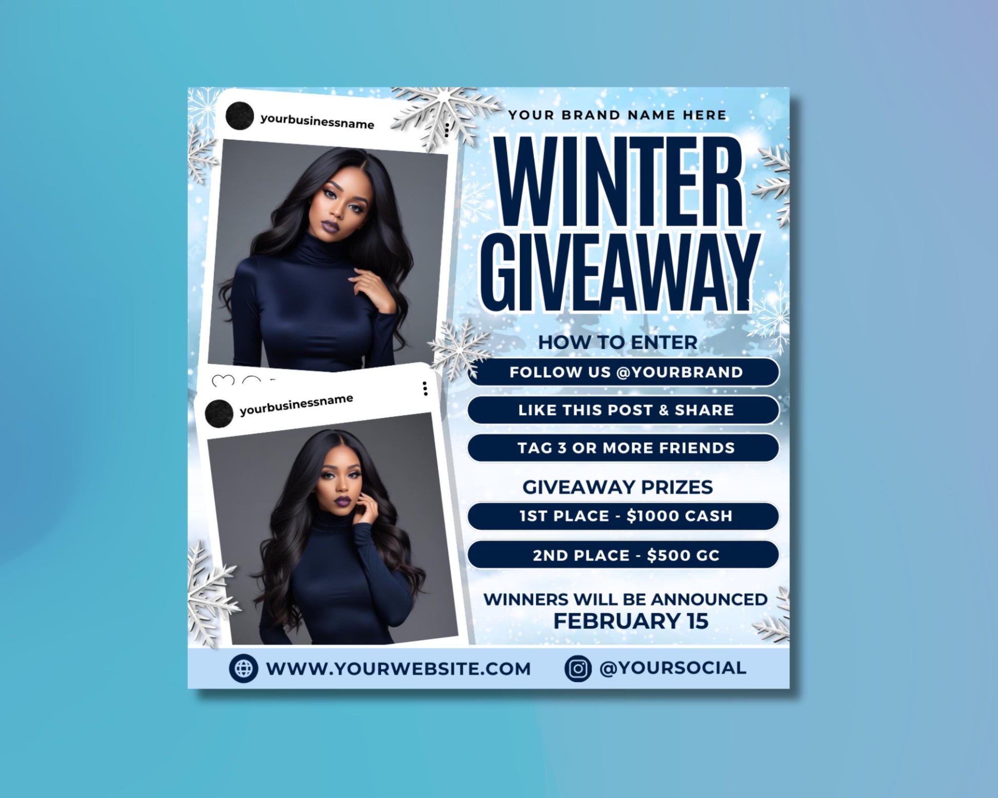 Winter Beauty
Holiday Beauty
Seasonal Beauty
Beauty Flyer Bundle
Flyer Templates
Social Media Graphics
Marketing Materials
Printable Flyers
Winter Skincare
Giveaway Flyer
Festive Beauty Looks
Winter Hair Care
Holiday Glam
Raffle Flyer
Sale Flyer