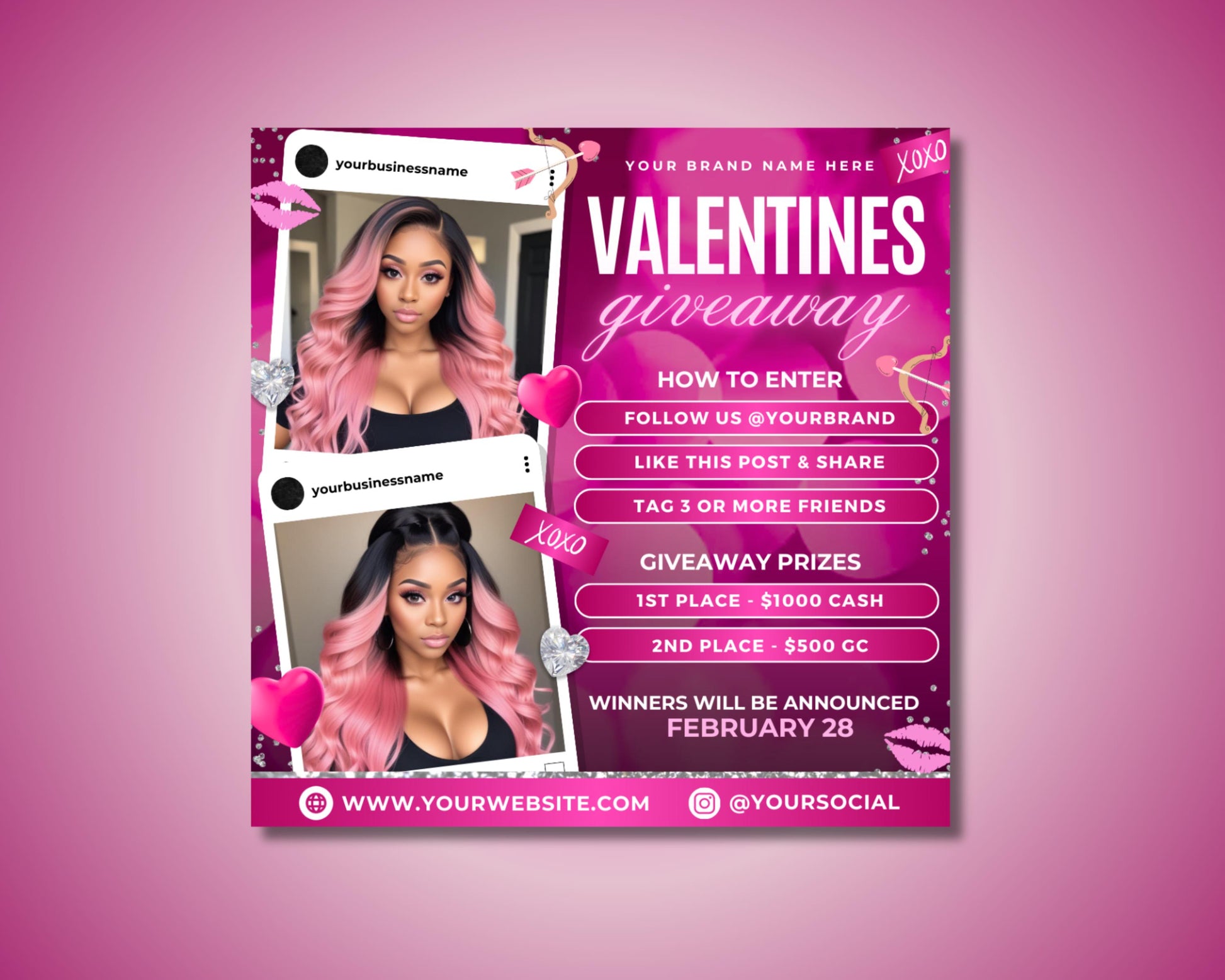 Valentines Day
Love
Appointments
Calendar
February
Special Offers
Reservations
Bookings
Limited Time
Exclusive
Experience
Book Now
Reserve Your Spot
Dont Miss Out
Limited Availability
Call to Action
Contact Us
Hair Deals
Sale Flyer
Visit Our Website