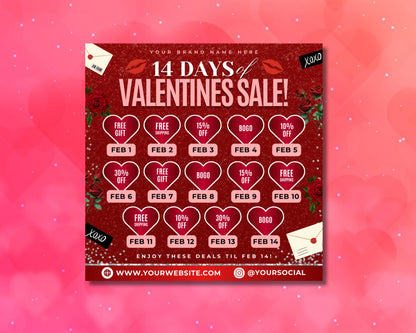 Valentines Day Beauty Deals
14 Days of Beauty
Beauty Sale Flyer
Valentines Day Beauty Sale
Love Your Skin
Beauty Gifts for Her
Spa Day Deals
14 Days of Beauty Deals
Skincare 
Haircare 
Spa Treatments 
Gift Sets
Discount
Specials
Limited Time Offers