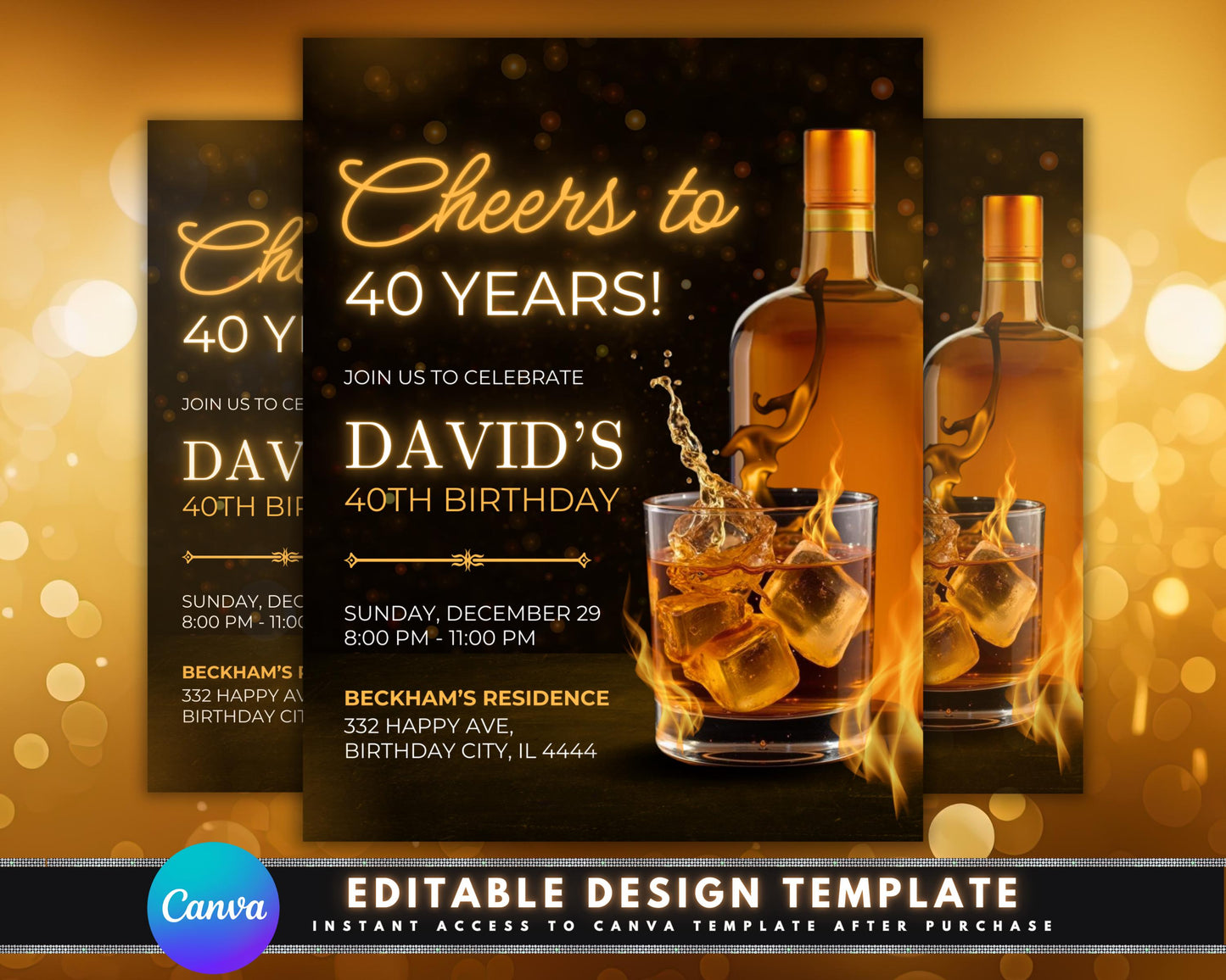 birthday invitation
whiskey
bourbon
scotch
liquor
alcohol
bar
cocktail
party
event
invitation
rsvp
whiskey glass
whiskey barrel
cigar
leather
wood
dark colors
old fashioned
cocktail shaker
ice cubes
vintage
elegant
modern
typography