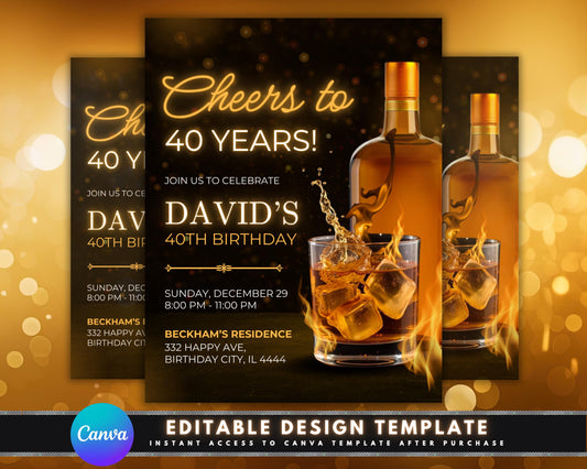 Birthday invitation
Whiskey
Bourbon
Scotch
Liquor
Alcohol
Bar
Cocktail
Party
Event
Invitation
RSVP
Whiskey glass
Whiskey barrel
Cigar
Leather
Wood
Dark colors
Old fashioned
Cocktail shaker
Ice cubes
Vintage
Elegant
Modern
Typography