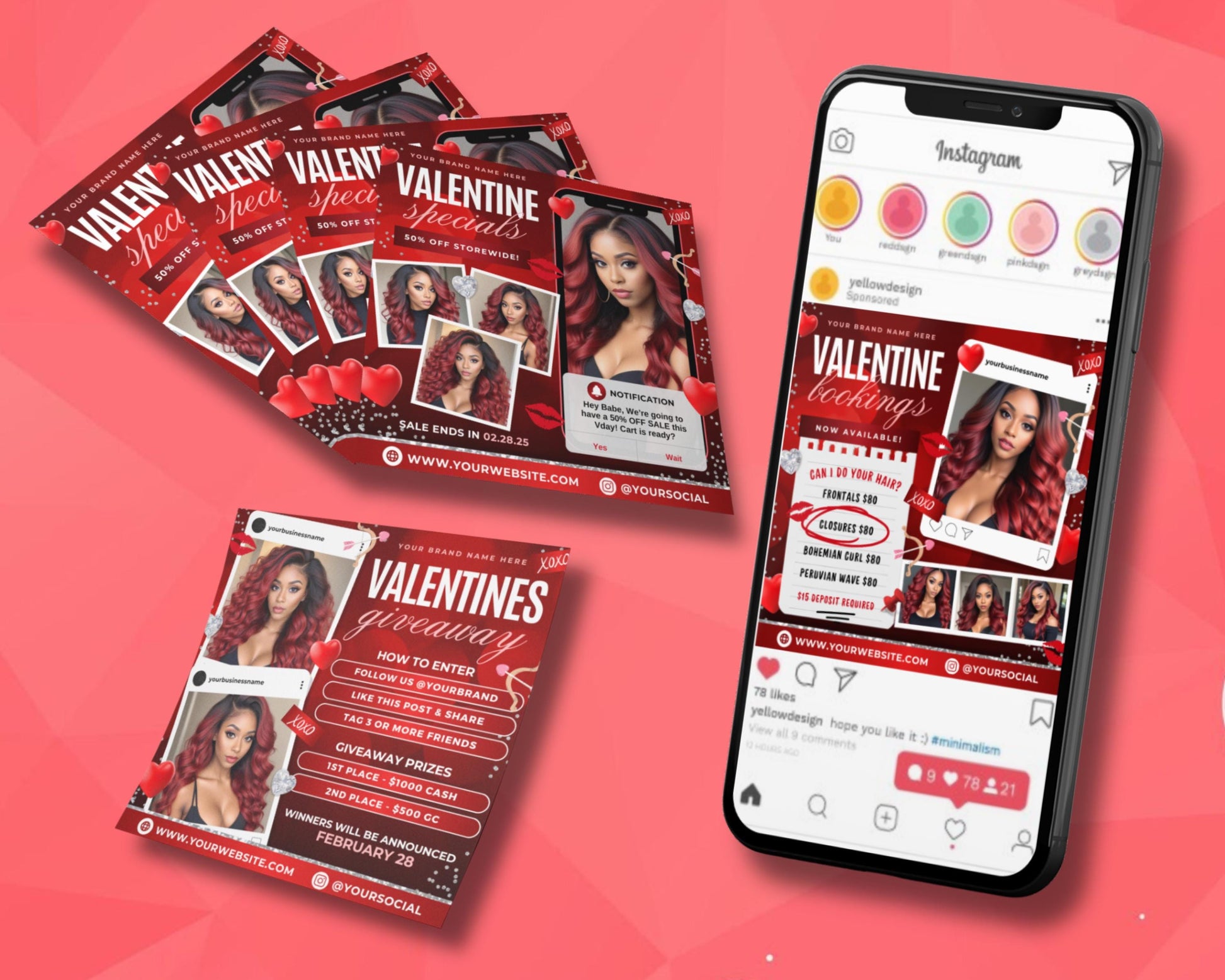 Valentines Day
Love
Romance
Couples
Date Night
Special Offers
Reservations
Bookings
Limited Time
Exclusive
Experience
Book Now
Reserve Your Spot
Dont Miss Out
Limited Availability
Call to Action
Contact Us
Hair Deals
Sale Flyer
Visit Our Website