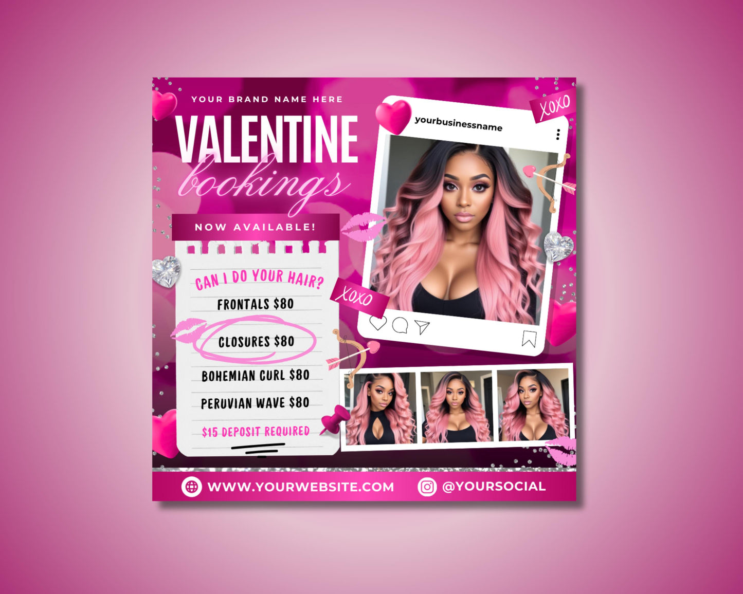 valentines day
love
appointments
calendar
february
special offers
reservations
bookings
limited time
exclusive
experience
book now
reserve your spot
dont miss out
limited availability
call to action
contact us
hair deals
sale flyer
visit our website