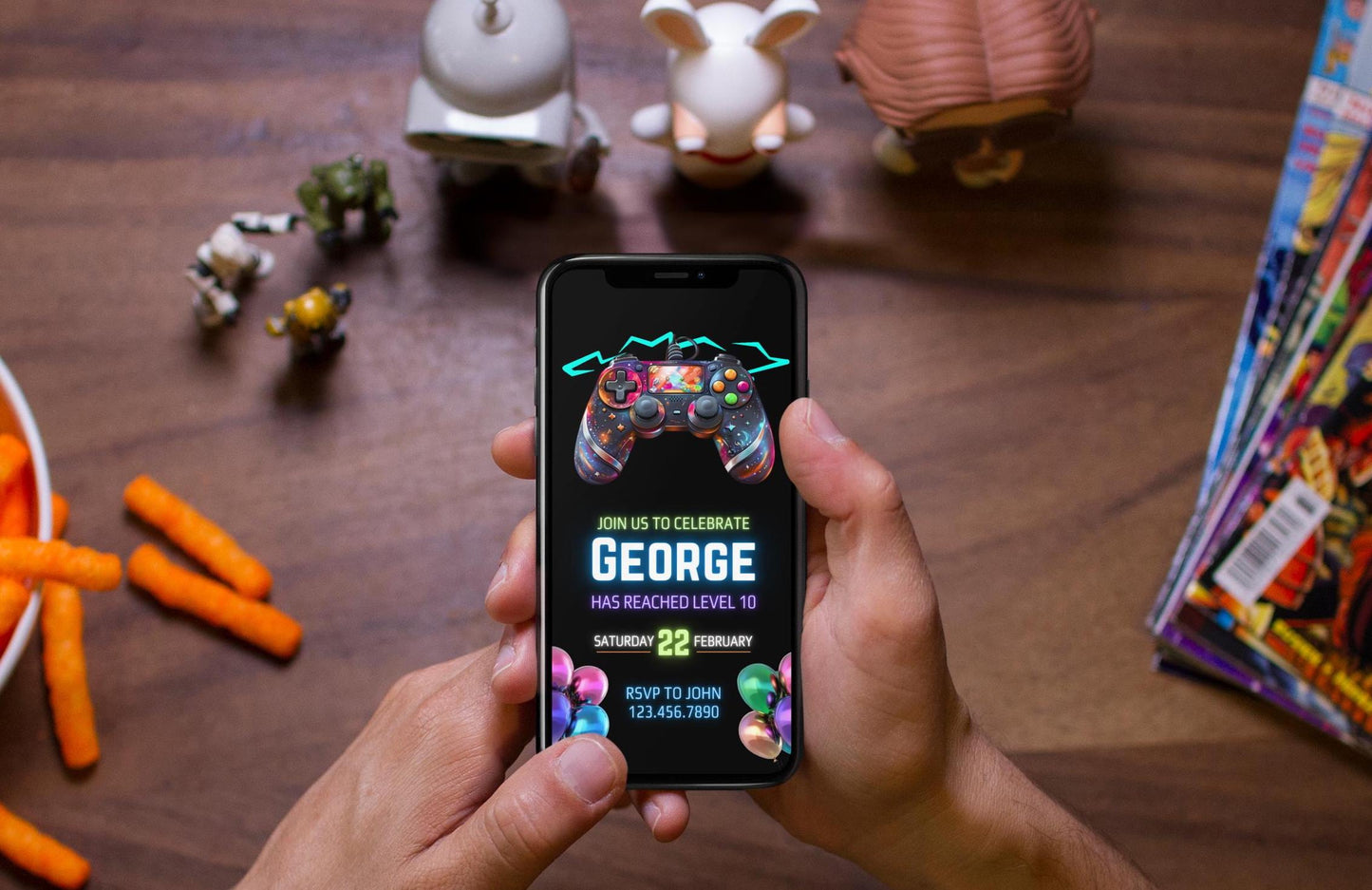 video game birthday
animated invite
birthday invitation
gaming party
level up your birthday
game on!
gamer birthday
arcade
rpg
adventure
platformer
shooter
fantasy
sci-fi
kids
teens
adults
animated invite
gamer
player
motion graphics
customizable