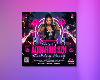Aquarius
Birthday
Party
Celebration
Invitation
Aquarius Season
Birthday Bash
Club Party
Nightlife
Music
Dancing
Drinks
Celebration
Exclusive
VIP
Zodiac Symbol
Guestlist
Dress Code
Age Restriction
RSVP
Save the Date
Celebrate
Marketing
Event