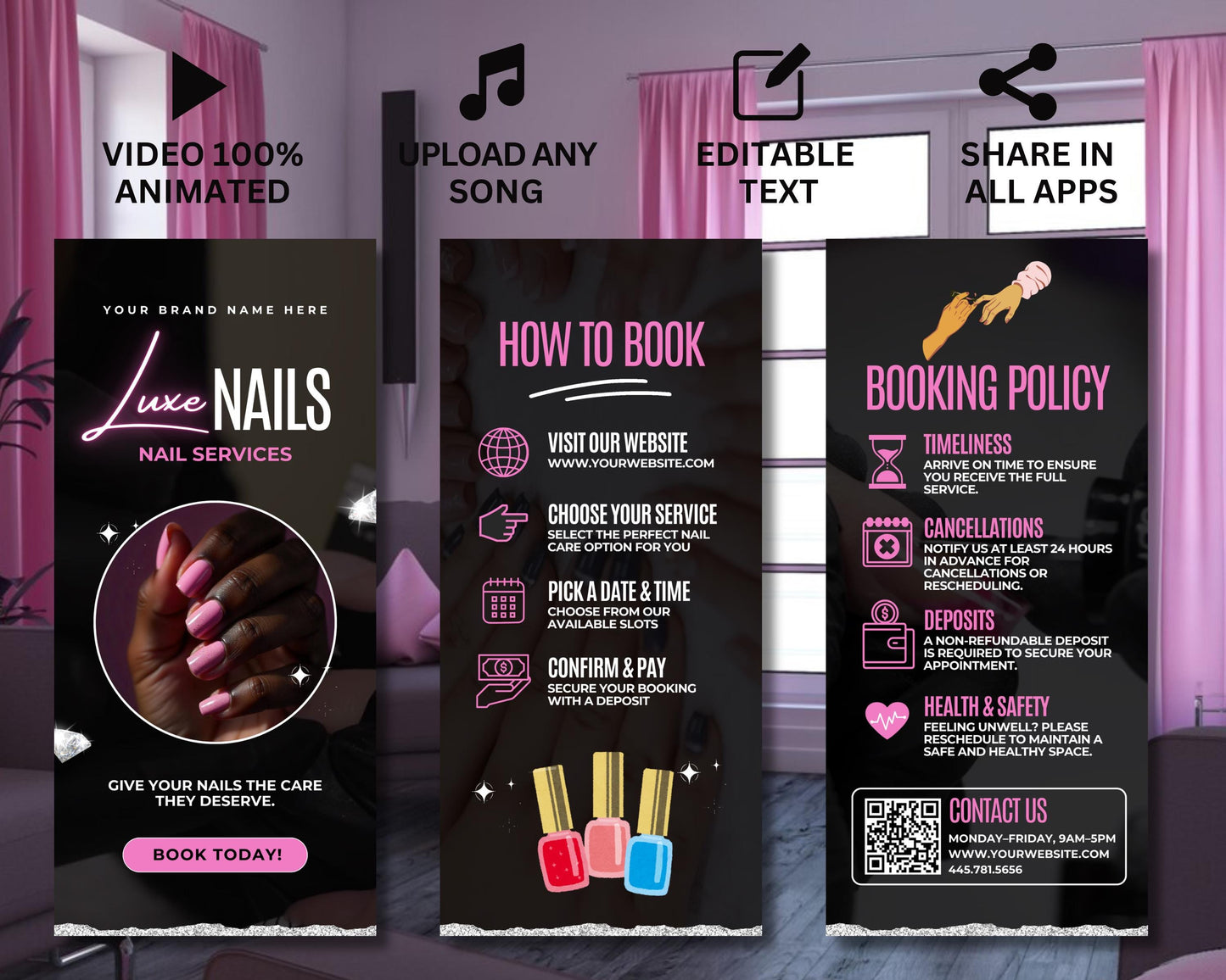nail salon
nail art
manicure
pedicure
nail services
beauty salon
spa day
pamper
self-care
relaxation
appointment booking
online booking
schedule now
book now
reserve your spot
beauty
nails
nail design
gel acrylic nails
marketing promotional video