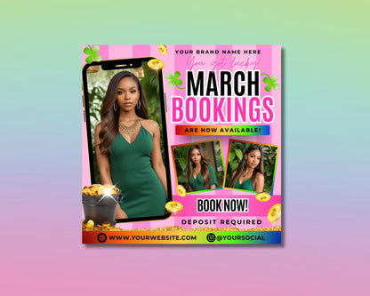 March Bookings
March Specials
March Events
Spring Bookings
Spring Specials
Spring Events
March Madness
March Celebrations
Hello March
March Bookings Open
Book Now for March
Flyer Template
March Flyer
Spring Flyer
Booking Flyer
Promotional Flyer