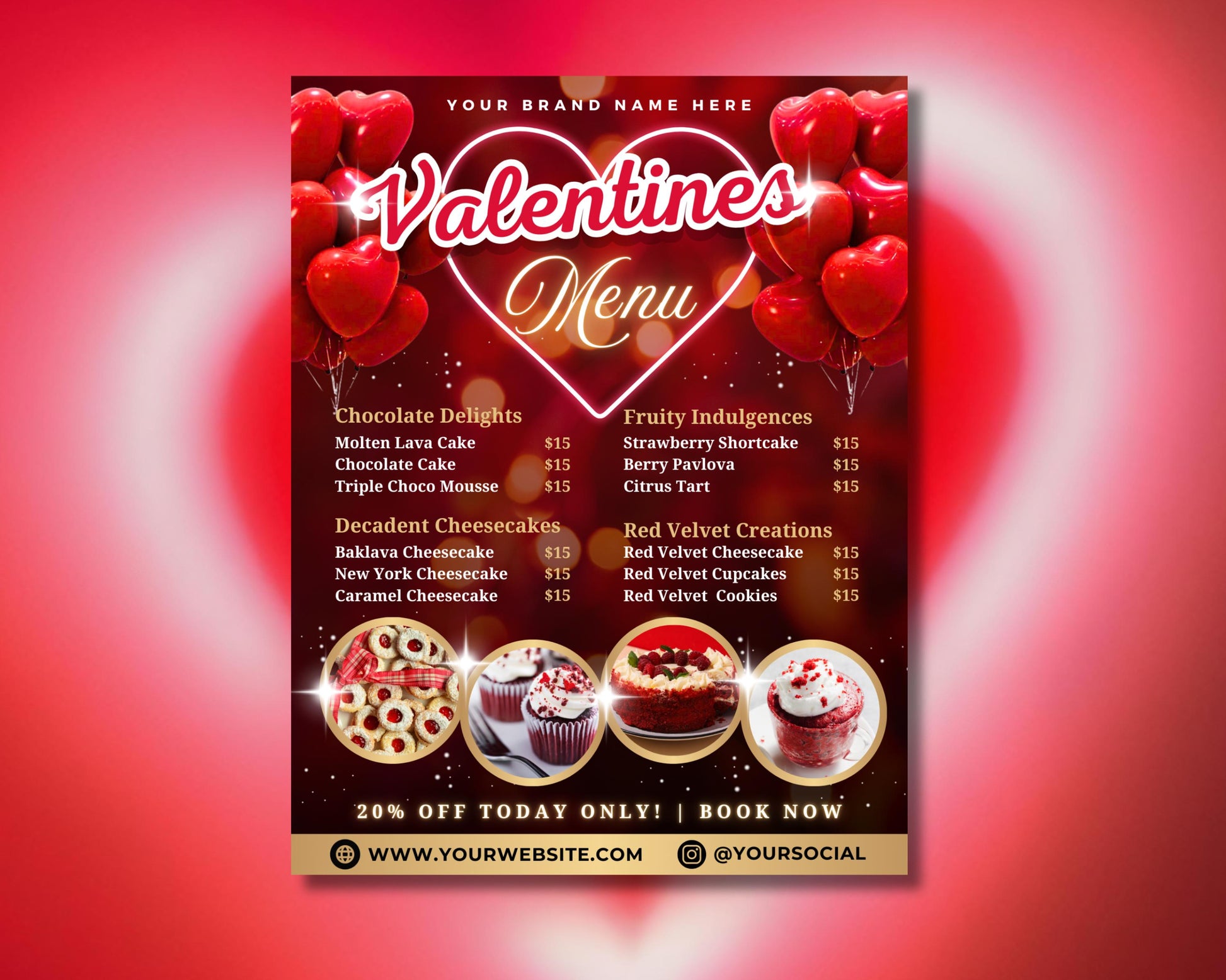 Valentines Day
Sweet Treats
Menu
Flyer
Templates
Design
Graphics
Marketing
Restaurant
Bakery
Cafe
Dessert
Chocolate
Love
Romance
Hearts
Cupid
Pink
Red
Flowers
Cakes
Cheesecakes
Special Occasion Desserts
Heart-shaped Treats
Chocolate Lovers Menu