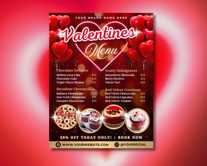 Valentines Day
Sweet Treats
Menu
Flyer
Templates
Design
Graphics
Marketing
Restaurant
Bakery
Cafe
Dessert
Chocolate
Love
Romance
Hearts
Cupid
Pink
Red
Flowers
Cakes
Cheesecakes
Special Occasion Desserts
Heart-shaped Treats
Chocolate Lovers Menu