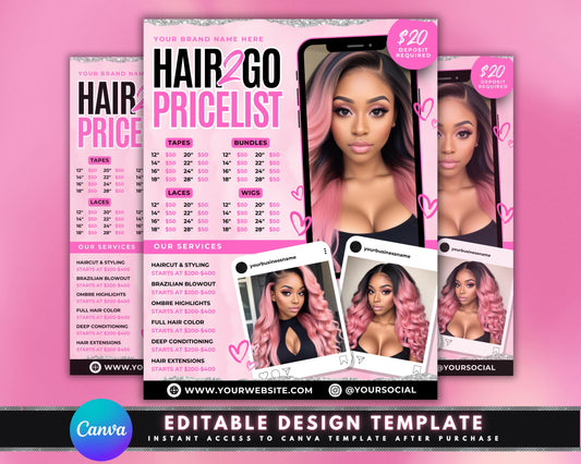 Hair Pricelist
Hair Styling
Beauty Salon
Hair Services
Price List Template
Hair Services
Nail Services
Skin Care
Hair Extensions Price
Treatments
Facials
Waxing
Eyebrow Services
Lashes
Makeup Application
Massage
Body Treatments
Haircut
Hairstyling