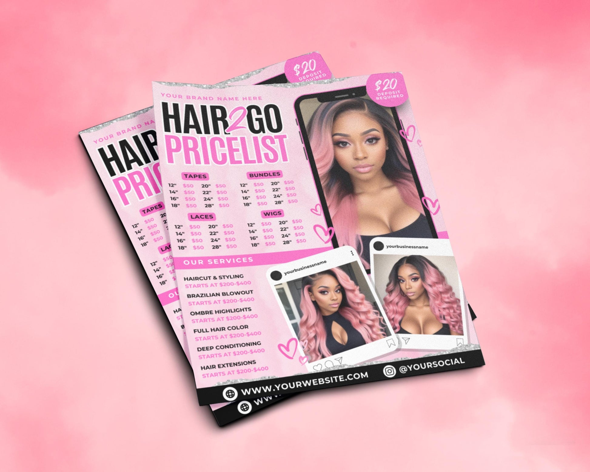 Hair Pricelist
Hair Styling
Beauty Salon
Hair Services
Price List Template
Hair Services
Nail Services
Skin Care
Hair Extensions Price
Treatments
Facials
Waxing
Eyebrow Services
Lashes
Makeup Application
Massage
Body Treatments
Haircut
Hairstyling