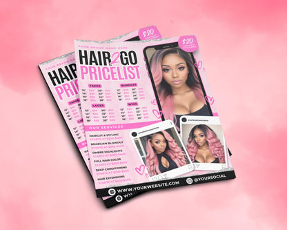 Hair Pricelist
Hair Styling
Beauty Salon
Hair Services
Price List Template
Hair Services
Nail Services
Skin Care
Hair Extensions Price
Treatments
Facials
Waxing
Eyebrow Services
Lashes
Makeup Application
Massage
Body Treatments
Haircut
Hairstyling