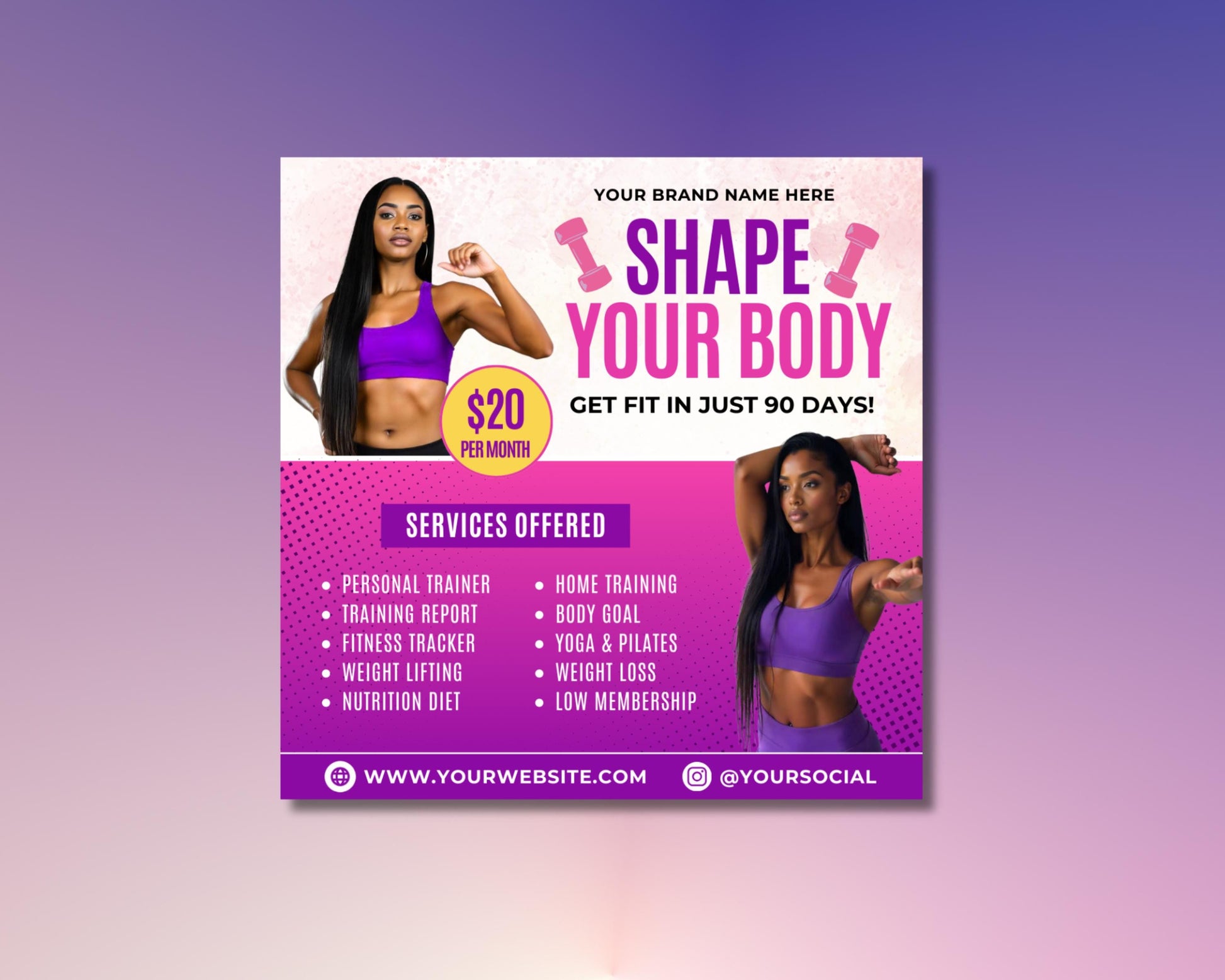 Personal Trainer
Fitness
Gym
Workout
Health
Body
Shape
Training
Exercise
Wellness
Personal Training
Home Training
Training Report
Fitness Tracker
Yoga
Pilates
Weight Lifting
Weight Loss
Nutrition
Diet
Get Fit
90 Days
Low Membership
Affordable
Special Offer
Sign Up
Join Now
Contact Us
Visit Website
Results
Motivation
Strength
Conditioning
Transformation
Healthy Lifestyle