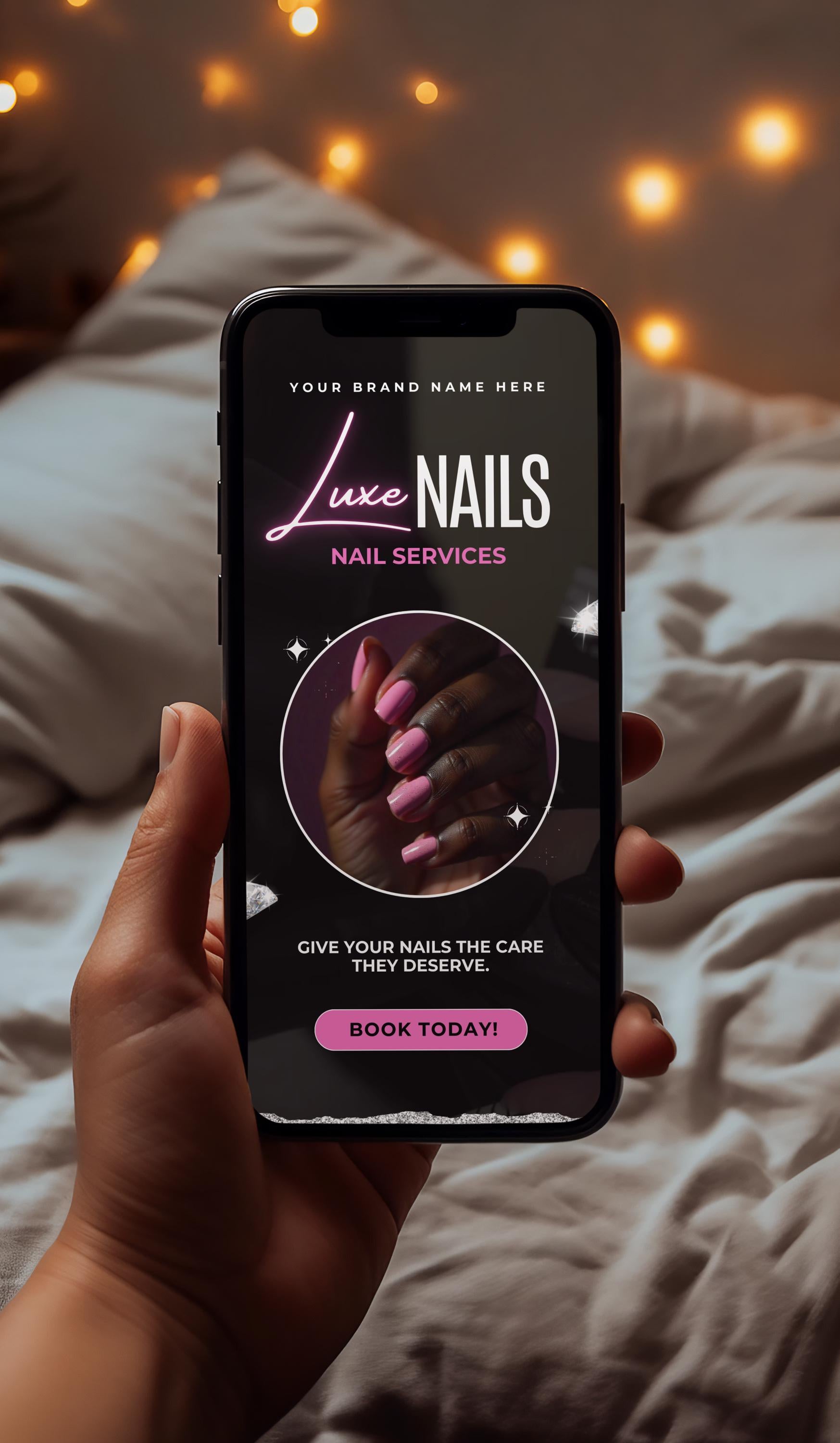 Nail salon
Nail art
Manicure
Pedicure
Nail services
Beauty salon
Spa day
Pamper
Self-care
Relaxation
Appointment booking
Online booking
Schedule now
Book now
Reserve your spot
Beauty
Nails
Nail design
Gel Acrylic nails
Marketing Promotional video