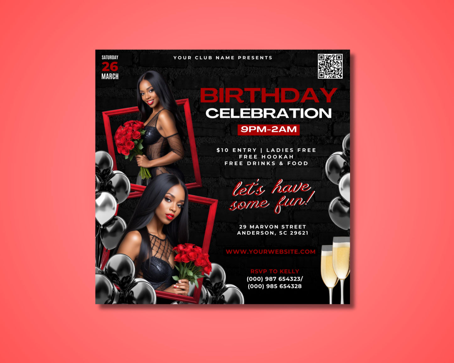 birthday
celebration
party
invitation
flyer
event
rsvp
nightclub 
ladies night
entry
guest
anniversary
red
crimson
ruby
scarlet
burgundy
bold
elegant
modern
classic
glamorous
sparkle
flowers
glitter
birthday celebration
birthday party
festive
exciting
fun
sophisticated
stylish
vibrant
lively
nightlife
template
printable
digital
download
editable
customizable