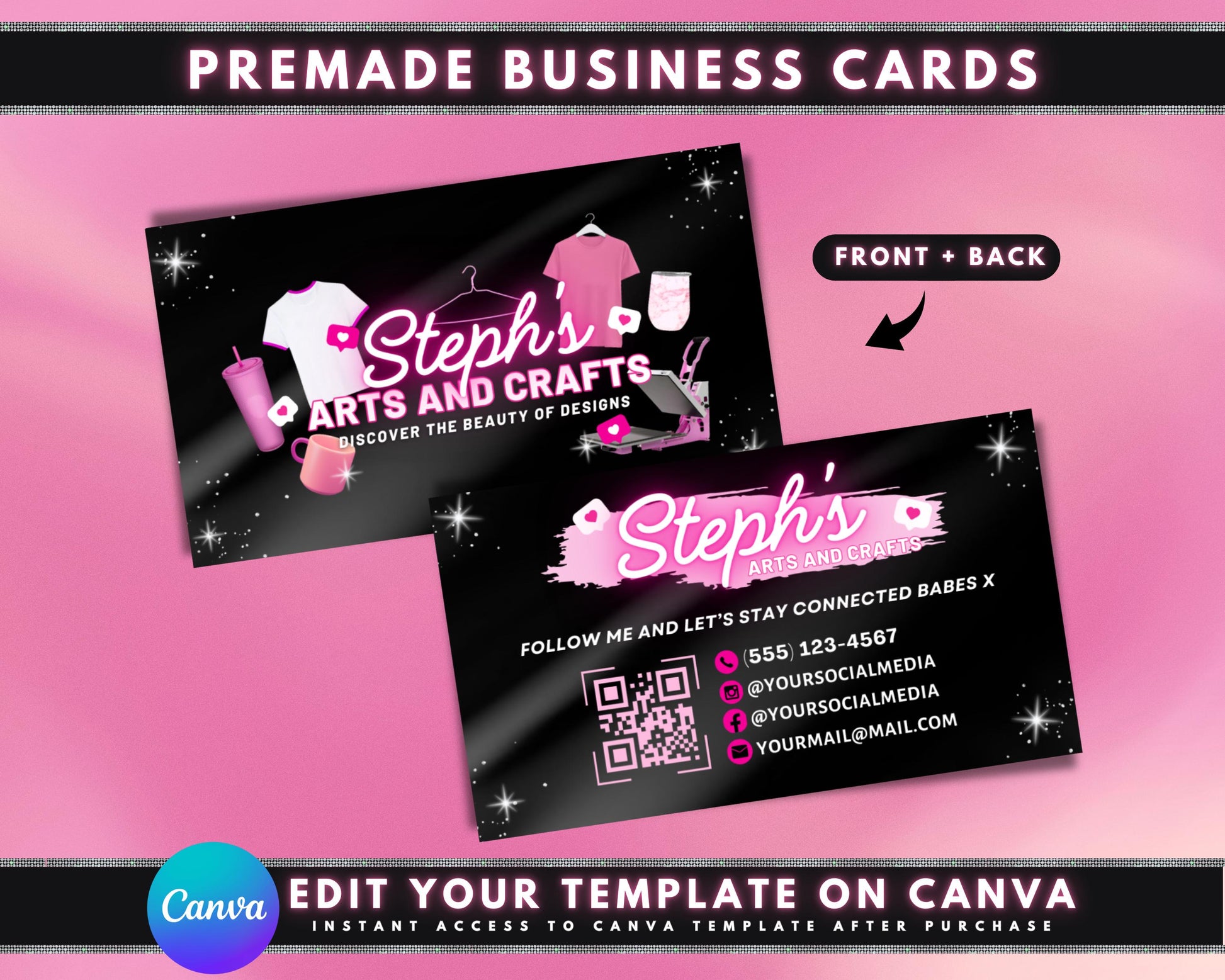 Pink Business Card
Craft Business Card
Handmade Business Card
Creative Business Card
Unique Business Card
Handmade with Love
Artisan Crafted
Custom Creations
Unique Designs
Handcrafted Gifts
Shop Online
Book a Workshop
Contact Me
Canva