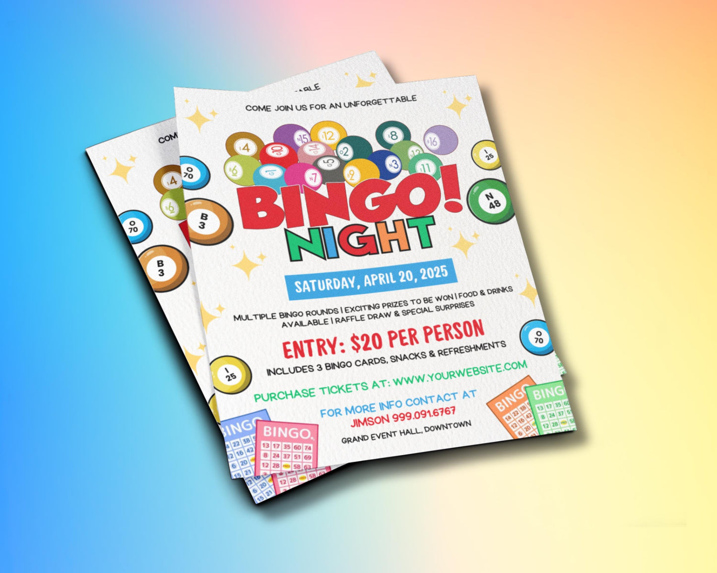 bingo night
bingo party
fundraiser bingo
community bingo
game night
event flyer
party flyer
announcement
invitation
bingo balls
bingo cards
numbers
stars
confetti
ribbon
banner
background
prize
food
drinks
colorful bingo night flyer template
vintage
illustrated
graphic
geometric
template
editable
printable