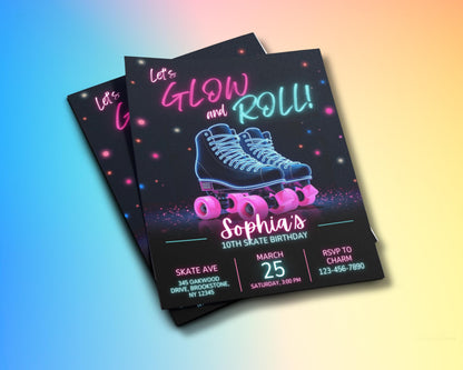 Skater
Skate Party
Wheels
Skate Tracks
Bold Typography
Graffiti Fonts
Light Streaks
Roller Skating
Inline Skating
Retro Skate
80s Skate
90s Skate
Neon Skate
Glow Skate
Funky
Vibrant
Energetic
Dynamic
Urban
Street Style
Kids
Teens
Youth
Friends
Roller Skates
Inline Skates
Editable
Printable