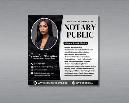 Notary Public
Notary Services
Notary Signing Agent
Document Notarization
Mobile Notary
Remote Notary
Online Notary
Same-Day Notary
Fast Notary
Reliable Notary
Secure Notary
Certified Notary
Licensed Notary
Affordable Notary
Nationwide Notary
Flyer Template
Notary Flyer
Legal Flyer
Business Flyer
Professional Flyer
Modern Flyer
Clean Flyer
Simple FlyerLegal Documents
Real Estate Documents
Loan Documents
Affidavits
Powers of Attorney
Wills
Trusts
Oaths
Acknowledgments